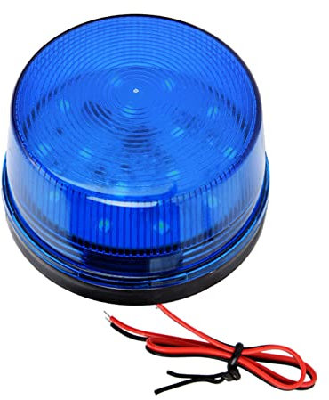 LED Clignotant Alarme Lampe LED Stroboscopique Balise Alarme D'urgence Signal D'avertissement Clignotant Sans Son Bleu 12V