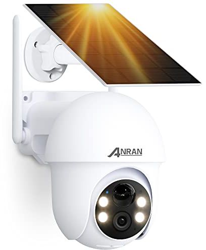 ANRAN 5MP Security Camera Outdoor Wireless, Solar/Battery Outdoor Camera, 360° PTZ Home Security Camera, Spotlights & Siren, PIR/AI Motion Detection, 2-Way Audio, Color Night Vision, Q01 Max White