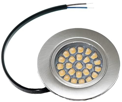 5er Set 230Volt 4Watt LED Möbeleinbaustrahler Lumi Farbe: Edelstahl geb. Lichtfarbe: Warmweiss