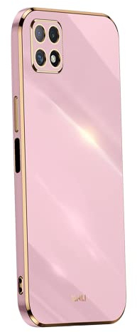 EASSGU [Cadre Galvanisé Coque pour Samsung Galaxy A22 5G (6.6 inches) Etui de Protection en Silicone TPU - Violet