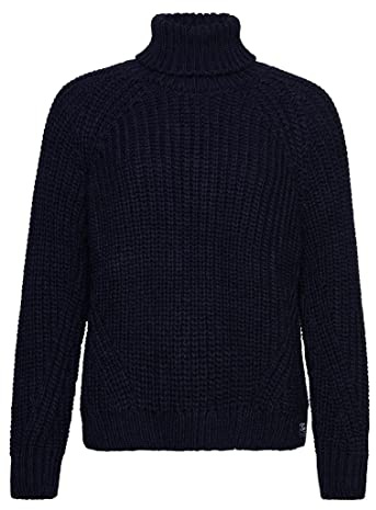 Superdry Damen Lässiger Strickpullover mit Rollkragen und Ziernaht Marineblau Meliert 36