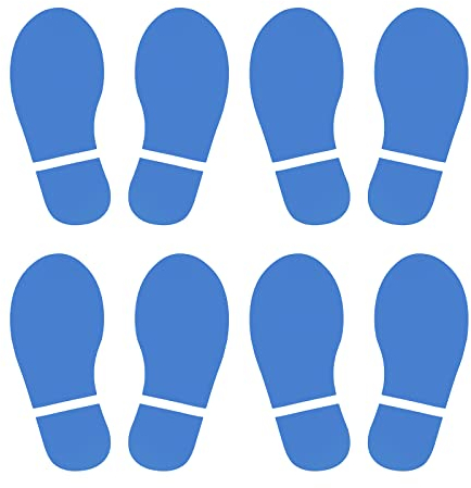 PATIKIL 150x63mm Fußabdruck Aufkleber Himmelblau, 4 Paare PVC Bodenmarkierung Fußabdrücke Aufkleber Böden Wand Decke Treppen Klassenzimmer Stadion Einkaufszentrum U-Bahnen Bushaltestelle
