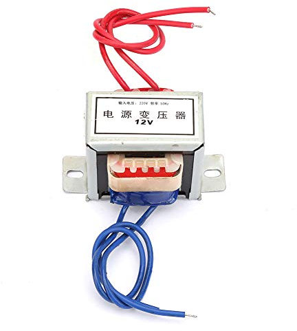 Fyearfly Transformateur de puissance électrique, AC 12 V, tension de sortie 12 W, entrée 220 V 50 Hz, transformateur d'alimentation unique, isolation électrique