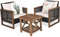 KOMFOTTEU 3 TLG. Rattan Balkonmöbel, Gartenmöbel Set mit Couchtisch & 2 Stühle, Gartensitzgruppe Terrassenmöbel inkl. Sitzkissen & Rückenkissen, Sitzgarnitur aus akazienholz für Terrasse Garten