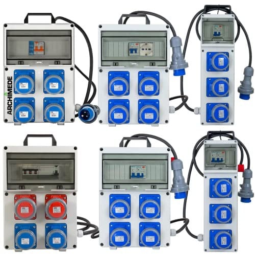 VSDItalia – Quadro Elettrico di Distribuzione Industriale da Cantiere Portatile ASC – con 3 Prese Industriali IP67 da 16A con Magnetotermico Differenziale da 16A - Monofase Con Certificazione Inclusa
