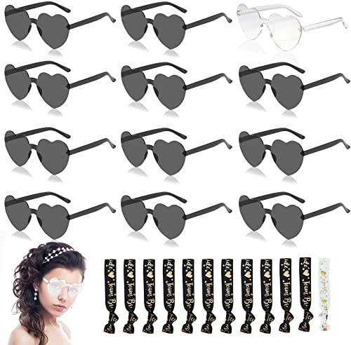 Herz Sonnenbrille, 12 Stück Herzbrille, Sonnenbrille Herzform, Partybrillen mit 12 Armbänder, Herz Sonnenbrille, Lustige Brille Herzbrillen Foto Requisiten für Hochzeiten Valentinstag Maskerade