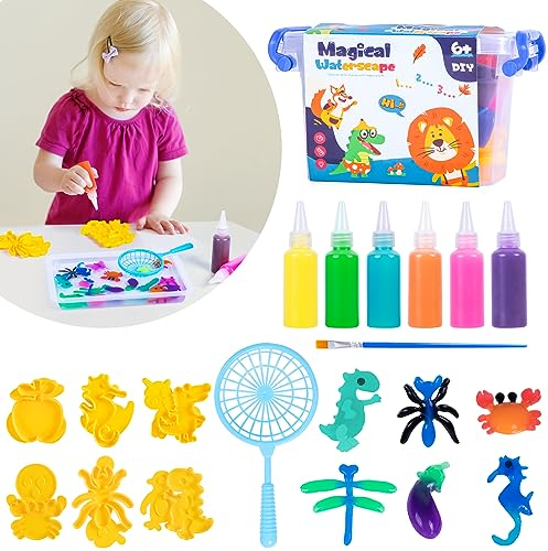 Ltteaoy DIY Water Gel Magic Bead Sensory Toy, Water Elves Magic Kit Handmade 3D Aqua Park Set, Sea Creatures Colorful Educational Toys for Kids 3+