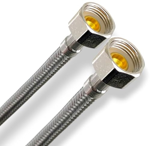 DL-pro Tubo corazzato flessibile da 50 cm, 3/8 x 3/8 IG/IG con guarnizione conica secondo KTW-A W270 tubo doccia con intreccio in acciaio inox per rubinetto