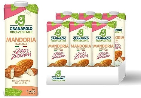 Granarolo, Bevanda alla Mandorla da 1 Litro, 6 Confezioni di Bevanda Vegetale a Base di Mandorla, 100% Made in Italy, Zero Zuccheri, Ricca di Vitamine e Calcio, Ottima Per Colazioni e Merende
