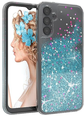 EAZY CASE - Glitzer Hülle - kompatibel mit Samsung Galaxy A14 5G Silikon Schutzhülle, stoßfestes Abdeckung, Hülle, Innenschutz, Displayschutz, Kameraschutz, Schocksichere Schutzhülle in Glitter Blau