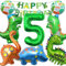 GAROMIA Dino Ballons Geburtstag 5 Jahre Dino Geburtstag Dinosaurier Ballon Deko Kindergeburtstag XXL Folien Dinosaurier Luftballons mit Happy Birthday Girlande 5 Folienballon für Junge