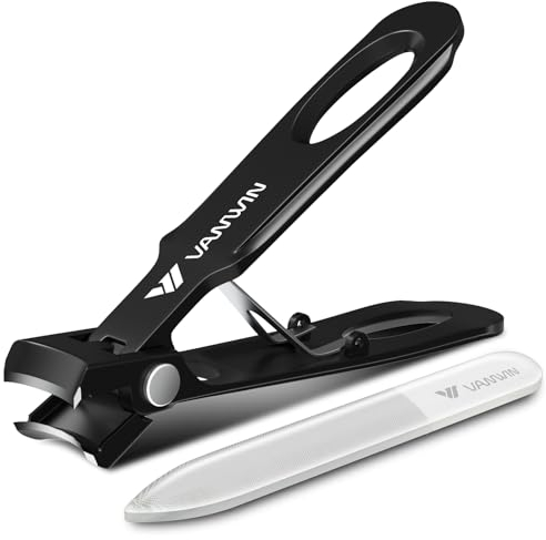 VANWIN Cortauñas de Dedo del Pie con Recogedor, Sin Salpicaduras, Abertura Ancha de 15mm, Cortauñas Grande para Uñas Gruesas, Cortador de Uñas Ultra Afilado para Hombres Mujeres Mayores