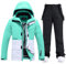 ALSOGO Damen Skijacke & Skihose Set Skianzug 2 teilig Schneeanzug Wasserdicht Warm Winterjacke mit Abnehmbare Kapuzen zum Skifahren Snowboarden Schneejacke Schneehose TY133BUW Schwarz S