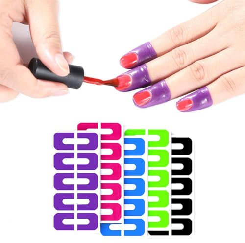 VZUHSW Nagellack Schablone, 50Pcs Nail Polish Stencil, Nail Painting Guide, Wiederverwendbar Nägel Edge Hautbarriere Kit, Nail Art Lackschutz Spitzenschutz, Nagelkunst Grundlegendes Werkzeugzubehör
