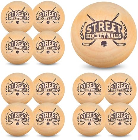 6 Stück schwedische Stickhandling Bälle Hockeybälle Straße Hartholz kein Hüpfen Floorball Hockeybälle Trainingsgerät mit Tasche für Boden Dribbling Fähigkeiten Fälschungen Ball Handling Bohrer 5,1 cm