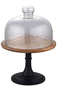 Soporte para Tartas Soporte para Tartas Retro con Cubierta de Vidrio Mesa de Postre Alta de Madera Soporte para repostería para Fiestas de Bodas Soporte para exhibición de Tartas Multiusos (Un Color