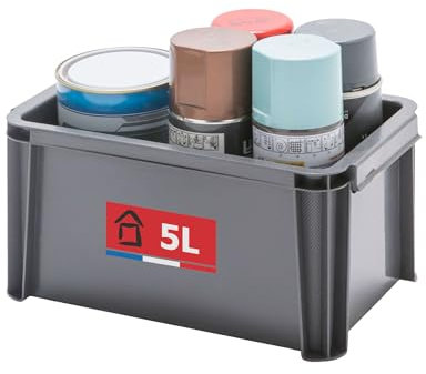Sundis Master Box, caja almacenaje plastico, 5l de capacidad, reforzado, paredes rectas, apilable y combinable, ideal para el taller, el transporte, el garaje y el bricolaje