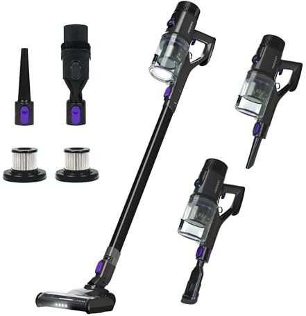 Noaton Aspirateur Balai sans Fil, 46000 Pa/600 W, 220 AW, avec Mode Automatique, jusqu'à 85 Min, Aspirateur sans Fil, Écran, Filtre HEPA, pour Les Poils d'animaux, Tapis, Canapé, Voiture