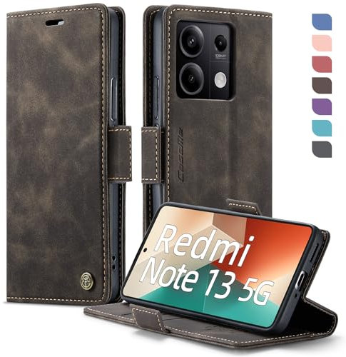 XYGLOW Handyhülle für Xiaomi Redmi Note 13 5G Hülle Klappbar Premium PU Lederhülle Klapphülle【RFID Schutz】 Kartenfach Standfunktion Schutzhülle für Redmi Note 13 5G Flip Case Tasche Cover,Kaffee