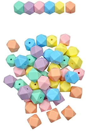 DIY Silikon Sechseck Perlen 14mm 50pc Candy Farbe Silikonperlen Für DIY Halskette Armband Schmuck Schlüsselanhänger machen