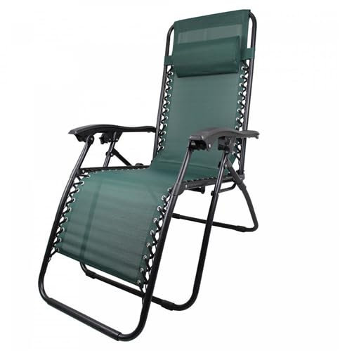 Decor Space Sedia a sdraio Zero Gravity reclinabile, in acciaio, poltrona ideale per esterno e giardino (1, Verde)