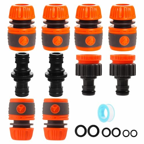 Garden Hose Pipe Connector Set - Tap to Hose Connectors Adapter, 3/4'' & 1/2'' Double Male Fittings