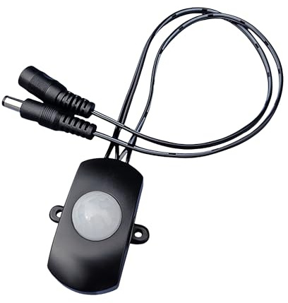 Clearhill Interrupteur à Détecteur de Mouvement 5-24V avec Connecteur DC 5521 Mâle et Femelle (Noir),Interrupteur Automatique pour Éclairage LED DIY Intérieur,comme Cuisine,Vestiaire,etc.