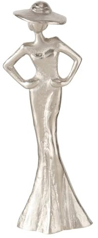 MF Handgefertigte Aluminium-Figur Lady, 10 x 7 x 31 cm, silberfarben, galvanisiert, glänzend