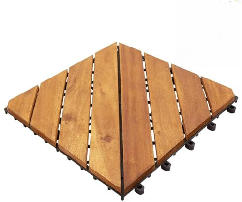 ZEYUAN Terrassenfliesen 20 STK Balkonfliesen, Unterlegmatte, Terrassenplatten, Gartenfliesen, Gartenplatten, Terassenboden, Bodenplatten, Weiß 30x30 cm Massivholz Akazie