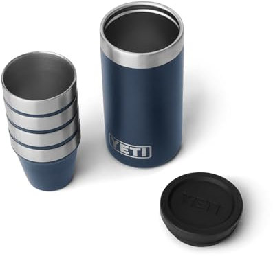 YETI - Set of 4 short shot glasses with carrying case, navy blue