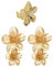 1 par de aretes de flores largos de oro, 1 anillo de flores, aretes de flores de oro, aretes de oro grandes, aretes de flores de oro, aretes de declaración de oro para mujer