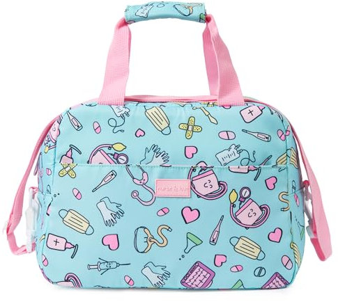 Nurse is Love Bolsa Termica Porta Alimentos con Patrones de Enfermera, Bolsa Comida Trabajo, Nevera Portatil, Loncheras de Trabajo con Divisiones ajusta con Tartera, Fiambreras para Enfermeras