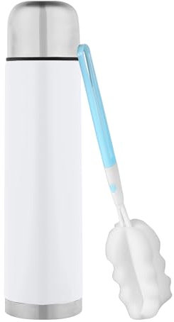 GRÄWE Thermoflasche, Edelstahl, 1L Vakuum-Isolierte Isolierflasche mit Drehverschluss und Trinkbecher, Auslaufsicher, Weiß