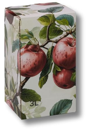AGRI plus Karton für Bag-in-Box Beutel I 5 Liter I 10 Stück I Ohne Beutel I Hochwertige Karton-Box mit Rote-Äpfel-Motiv I Bis zu 40 x wiederverwendbar I Bag-in-Box für Apfelsaft, Saft & Wein