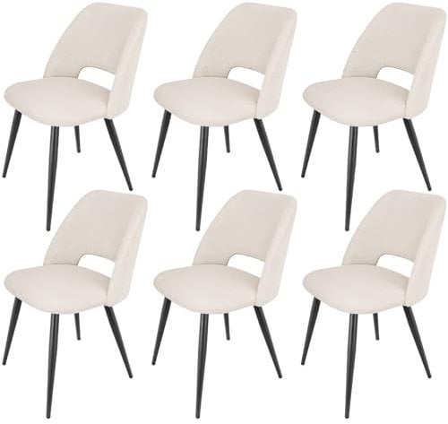 WAFTING Esszimmerstühle 6er Set, Kordsamt Stuhl Mit Dickem Cord-Schwamm Gepolsterter, Esstischstühle mit Separaten Metallbeinen, für Esszimmer, Wohnzimmer, Schlafzimmer und Empfang, Beige