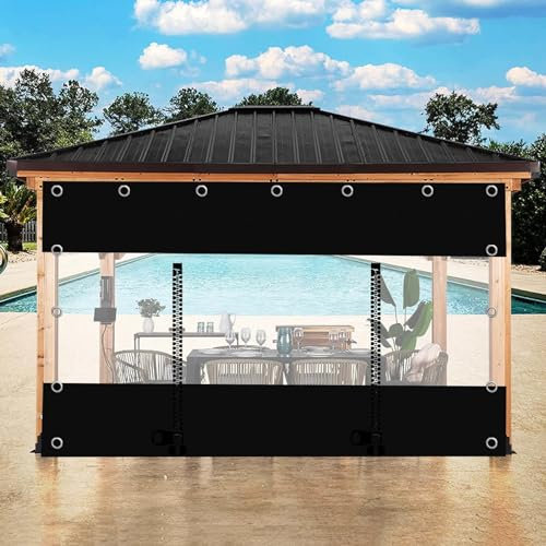 Tende trasparenti impermeabili con porte con cerniera per pergola, gazebo, patio, dimensioni personalizzabili, 4 x 2 m