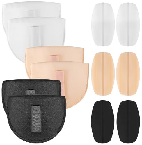 6 Paar Schulterpolster Damen, Eingesetzte Schaum Schulterpolster Dicke 1,5 cm mit BH Trägerpolster Silikon, Rutschfeste Atmungsaktive Schwammpolster für Blazer Kleidung Basteln, Schwarz Weiß Hautfarbe