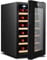Enfriador de vinos Refrigerador independiente 18 botellas Home Bar Bodega Control digital Puerta de vidrio para champán rojo blanco o encimera Mini refrigerador Estantes de madera-Estantes de madera
