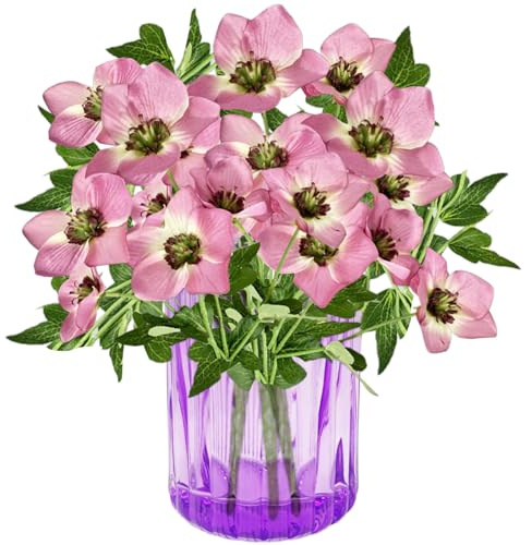 astylishome Artificial Flowers for Decoration Fake Flower - 3pcs Faux Pink Floral Bulk Real Touch with Stem 4612