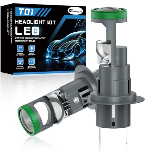 KaiDengZhe Bombilla H7 LED para Faros con Mini Lente de Proyector, 2 PCS H7 LED 12V 80W 21000 lm 800% más Brillante 6500K Tamaño 1:1 H7 Bombilla para Faro con Haz Alto/Bajo con ventilador