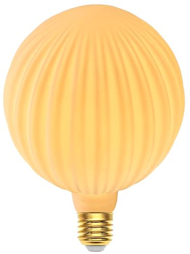 Glühbirne E27 LED Vintage 4W Dimmbar Kürbisförmig G125 Ø125mm - Weiß | Edison Vintage Glühbirne E27 Retro LED Filament Lampe für Nostalgie und Retro Beleuchtung im Haus Café Bar