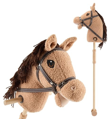 Bieco Steckenpferd Kinder Hazel | Hobby Horse Pferde | Steckenpferd Rollen | Steckenpferd Holz Pferd Stab | Stock Pferde Schöne Steckenpferde für Kinder Stockpferd Kleinkind Zubehör