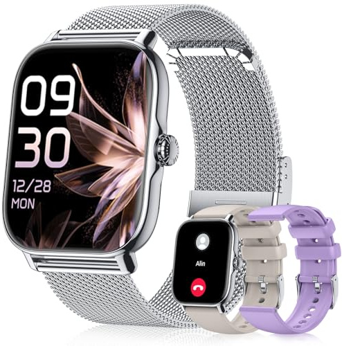 paybay Smart Watches für Frauen und Männer, Fitnessuhr, Fitness Tracker mit 120+ Sportmodi Schrittzähler Schlafmonitor Pedometer, IP68 wasserdicht, Smartwatch für Android/iPhone (Silber, 1.91)