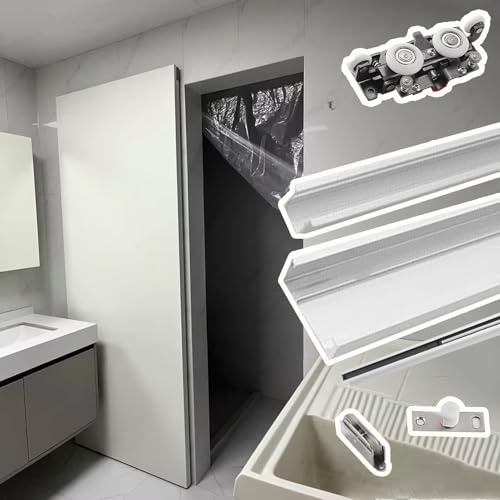 Minglez SkistäNder Unsichtbare SchiebetüR Komplettset Set 81 86 91 97 102 107 119 150 180 cm, Soft-Close-Set für Versteckte Scheunentüren für Kleiderschrank/Schlafzimmer, Türbeschläge(39inch/99cm)