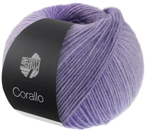 LANA GROSSA Corallo | Edle Baumwoll-Netzgarnstruktur mit Merinofasern und dezentem Farbverlauf | Handstrickgarn aus 70% Baumwolle & 30% Schurwolle | 100g Wolle, Stricken & Häkeln | 105m Garn FB 8