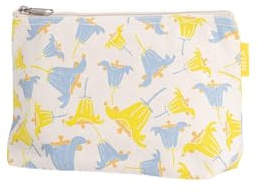 Kosmetiktasche groß - Kosmetik Organizer für Damen & Herren - Reise Kulturbeutel mit Muster - 100% Bio Baumwolle - Großes Hauptfach - GOTS, Grüner Punkt Zertifiziert (Greige/Bellflower Print)