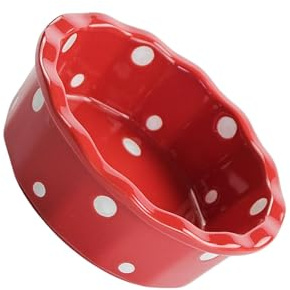 QUXVUIS Lovely Polka Dot Cat Bowls Pets Cat Feeding Bowls Large Capacity For Food And Water With Strong Durable Ceramics Dispenser Dog Supplies Walking Camping Outdoor, Red, 14x5cm