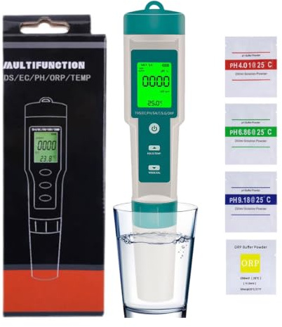 Testeur de Sel Piscine 7 en 1, PH Mètre Électronique Rétro-éclairé à TDS | EC Sal ORP S.G Température, Haute Précision, pour Aquarium, Hydroculture, Eau Potable