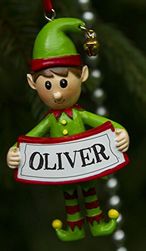 Boxer Gifts Oliver Elf Christmas Tree Decoration | Xmas Bauble Ornament Gift | One for The Whole Family, Ceramic, Multi-Colour, 8 x 4.5 x 2 cm