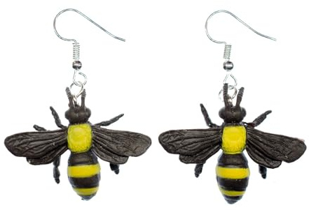 Miniblings Biene Ohrringe Bienenohrringe gelb 30mm versilbert | In Berlin von Hand montierter Ohrschmuck, mit Kinderohrringe und Bienchen